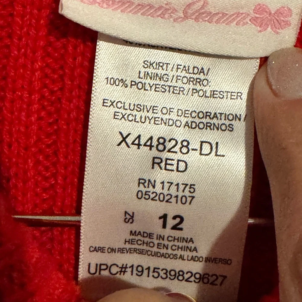 Christmas/Holiday Dress Bonnie Jean Red Knit Dress with Tulle Skirt size 12